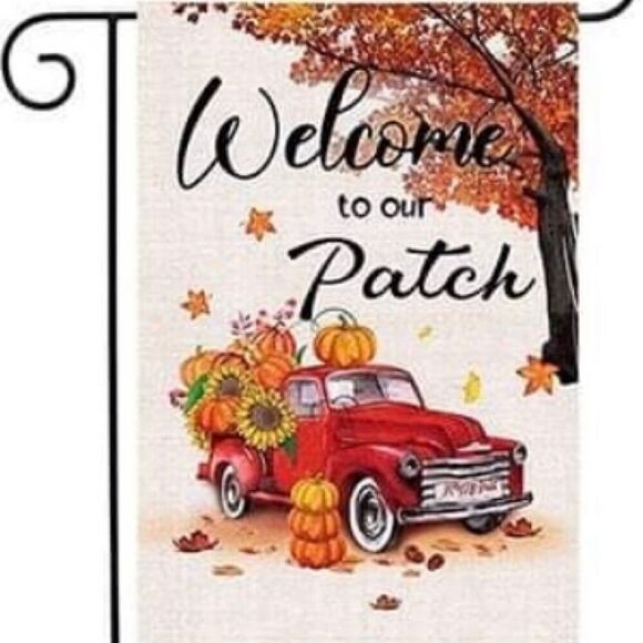 Welcome To Our Patch Fall Farm Truck Garden Flag #3 New - Picture 1 of 4